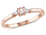 1/6 Carat (ctw) Morganite Ring in Rose Pink Sterling Silver with Accent Diamonds